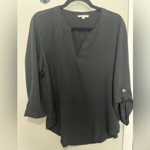 Women’s Maurice’s 3/4 Sleeve Popover Black Blouse